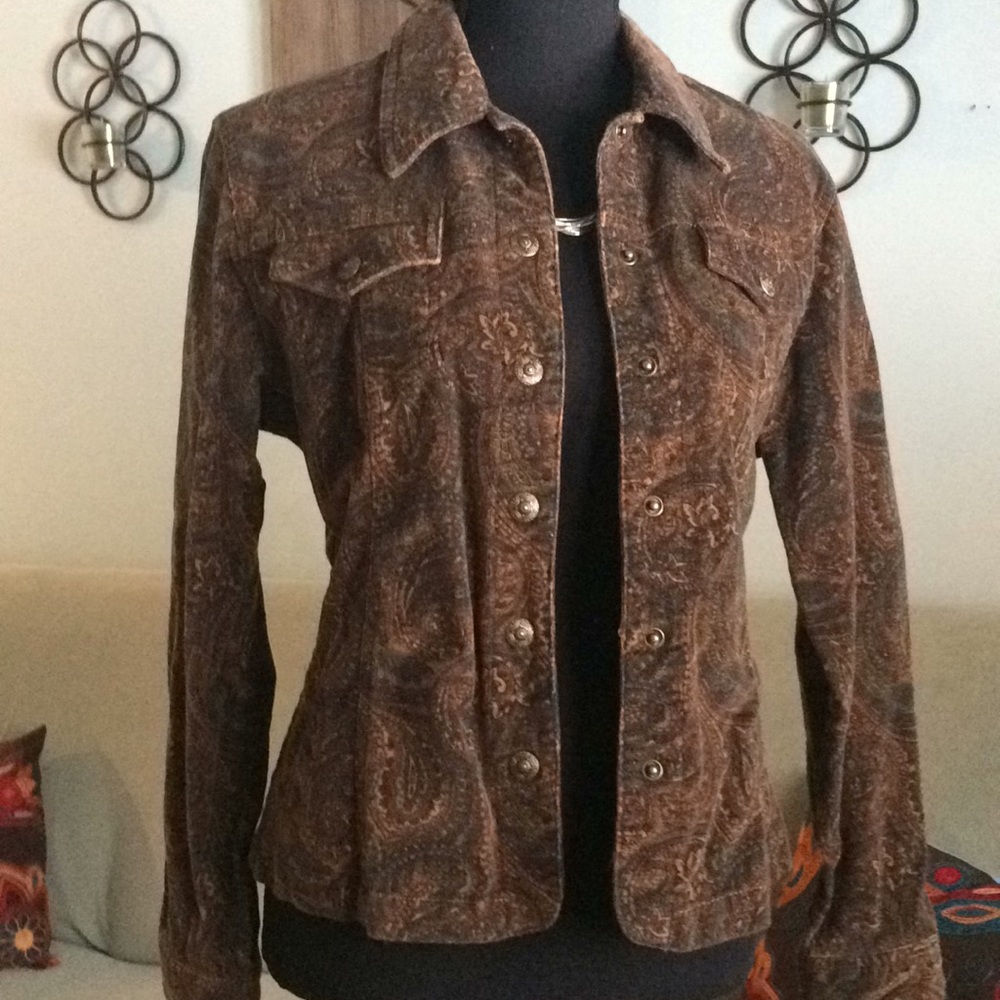 Dress Barn Paisley Corduroy Jacket Size Small